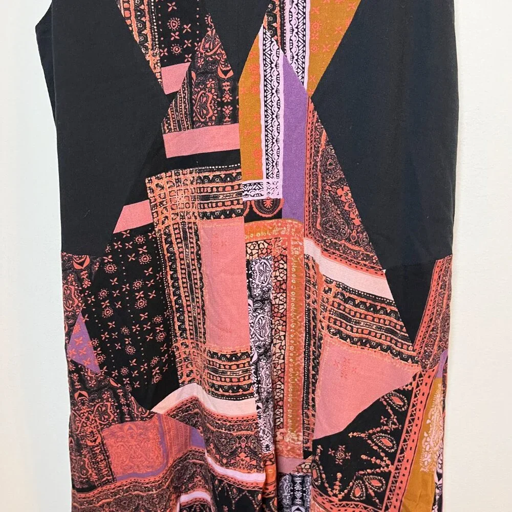 Free People All Patched Up Jumpsuit Pink Purple X-Small Patchwork‎ Boho Wide Leg